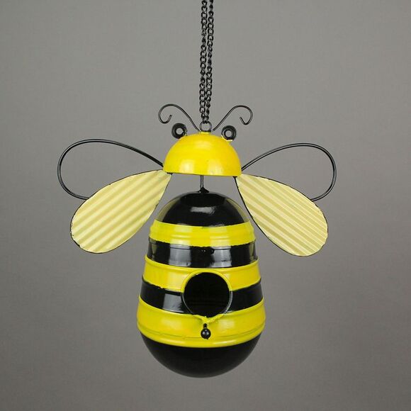 Metal Bumble Bee Decorative Novelty Hanging Birdhouse Home Garden Patio Decor - Picture 2 of 5